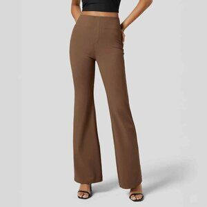 NWT!  Halara Flex High Waisted Pocket Slight Flare Work Pants, Small, Brown